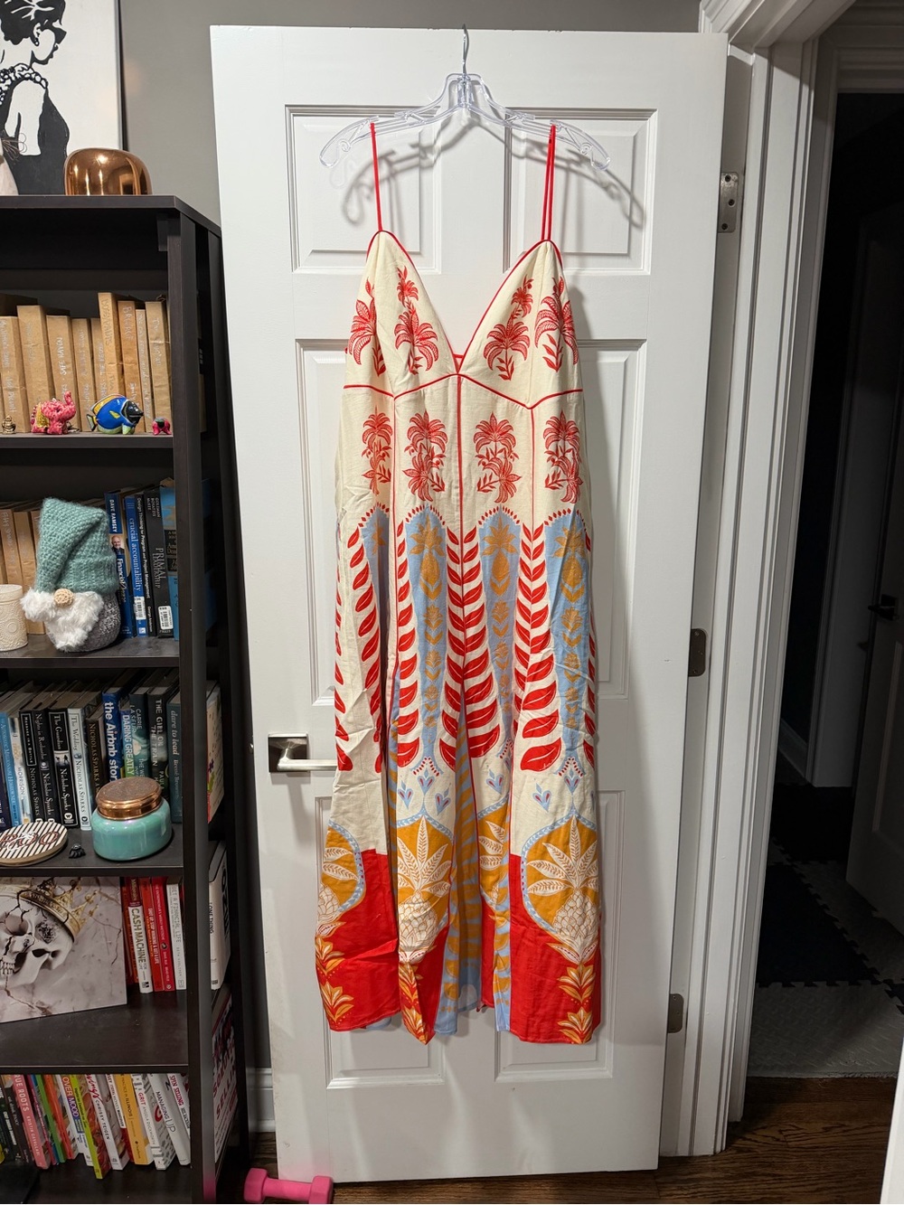 FARM Rio Cream Maxi Dress with Red & Yellow Botanical Print